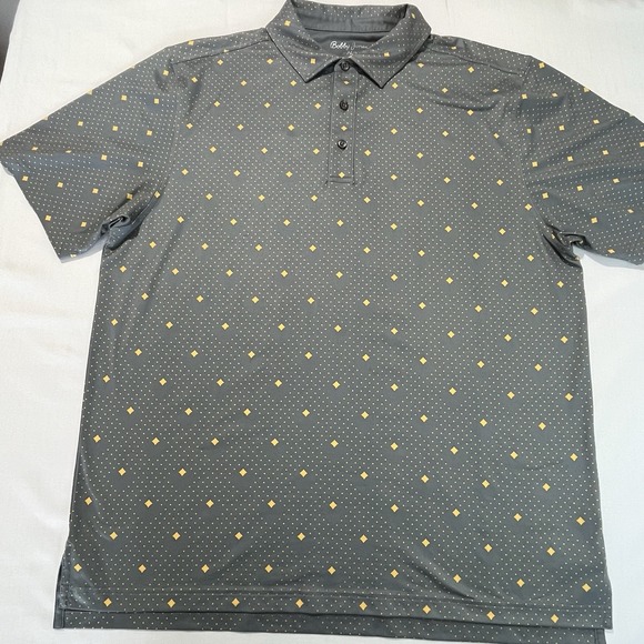 Bobby Jones XXL Gray Yellow Geometric X-H2O Performance Polo Shirt Golf‎ Apparel - Picture 1 of 7